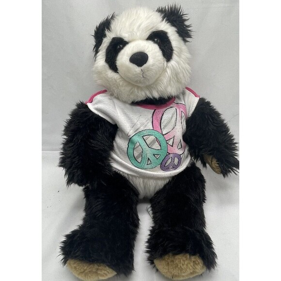 VTG Build A Bear Panda Bear With 3 Peace Sign Tee Shirt Plush Stuffed Animal Toy - Picture 11 of 14